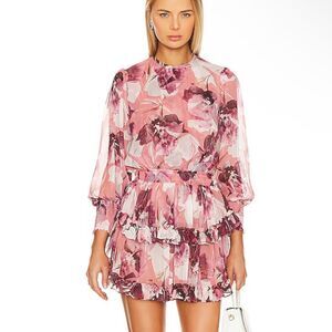 Misa Los Angeles Camila Dress Flora Tropical Mix
Pink print chiffon Revolve M